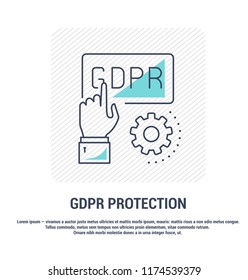 Vector graphic set. Editable stroke size. Icons in flat, contour, outline design. General Data Protection Regulation. Web and app icons. Concept illustration. Sign, symbol, element.