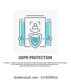 Vector graphic set. Editable stroke size. Icons in flat, contour, outline design. General Data Protection Regulation. Web and app icons. Concept illustration. Sign, symbol, element.