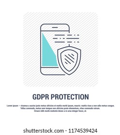 Vector graphic set. Editable stroke size. Icons in flat, contour, outline design. General Data Protection Regulation. Web and app icons. Concept illustration. Sign, symbol, element.