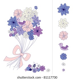 vector graphic set with flowers