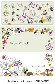 vector graphic set with flowers and shell