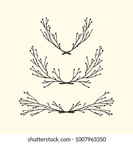 Vector graphic set of hand drawn floral laurels. Beautiful floral design elements, perfect for wedding announcements and invitations
