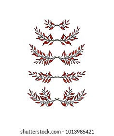 Vector graphic set of hand drawn floral laurels. Beautiful floral design elements, perfect for wedding announcements and invitations