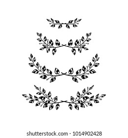 Vector graphic set of hand drawn floral laurels. Beautiful floral design elements, perfect for wedding announcements and invitations
