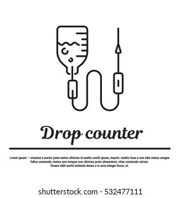 Vector graphic set of icons in flat, contour, thin and linear design. Drip system for the treatment of patients. Concept infographic for Web site, app. Sign, symbol, emblem.