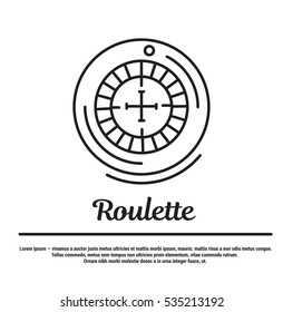 Vector graphic set. Icons in flat, contour, thin and linear design. Gambling Roulette. Entertainment. Simple icon on white background.Concept illustration for Web site, app. Sign, symbol, emblem.