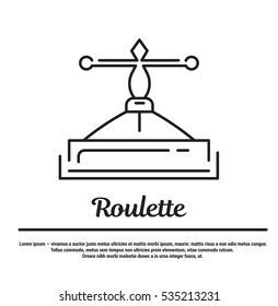 Vector graphic set. Icons in flat, contour, thin and linear design. Gambling Roulette. Entertainment. Simple icon on white background.Concept illustration for Web site, app. Sign, symbol, emblem.