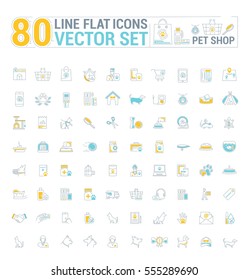 Vector graphic set. Icons in flat, contour, thin and linear design.Shop accessories for pets and owners.Simple icon on white background.Concept illustration for Web site, app.Sign, symbol, emblem.