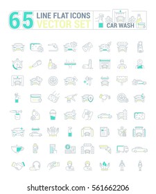 Vector Graphic Set. Icons In Flat, Contour, Thin And Linear Design.Car Wash. Gear And Equipment For Washing.Simple Icon On White Background.Concept Illustration For Web Site, App.Sign, Symbol, Emblem.