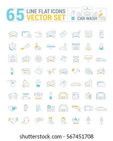 Vector Graphic Set. Icons In Flat, Contour, Thin And Linear Design.Car Wash. Gear And Equipment For Washing.Simple Icon On White Background.Concept Illustration For Web Site, App.Sign, Symbol, Emblem.