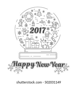Vector graphic set. Silhouette, logo, icon. Christmas, New Year. Linear, flat, contour, thin, design. App, Web site template, infographic. Concept of Christmas sign. Element, emblem, symbol.