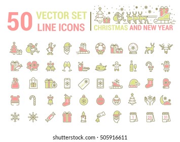 Vector graphic set. Silhouette, logo, icon. Christmas, New Year. Linear, flat, contour, thin, design. App, Web site template, infographic. Concept of Christmas sign. Element, emblem, symbol.