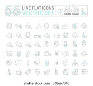 Vector graphic set.Icons in flat, contour,thin and linear design.Cosmetology. Skin care.Simple isolated icons.Concept illustration for Web site app.Sign,symbol,element. - Shutterstock ID 568667848