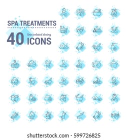 Vector graphic set.Icons in flat, contour,thin and linear design.Spa treatment.Alternative medicine.Simple isolated icon on white background.Concept illustration for Web site, app.Sign,symbol,element.