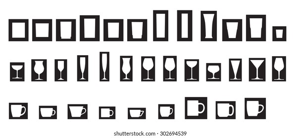 vector graphic of shadow of glasses and cups/glass and cup
