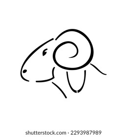Vector graphic of a sheep's head silhouette simple illustration. This sheep's head vector logo is perfect for company logos, stickers, banners, labels, decoration, mascot, and background etc.