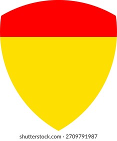 Vector gráfico de un escudo que lleva el patrón principal. Consiste en un fondo amarillo con una barra roja en la parte superior