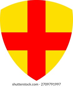 Vector gráfico de un escudo que lleva el patrón cruzado. Consiste en un fondo amarillo con una cruz roja