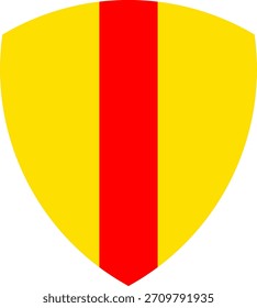Vector gráfico de un escudo que lleva el patrón pálido. Consiste en un fondo amarillo con una barra de Vertical roja