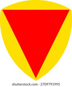 Vector gráfico de un escudo que lleva el patrón de pila. Consiste en un fondo amarillo con un triángulo rojo
