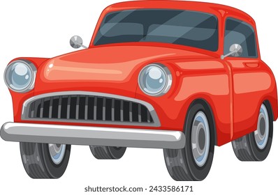 Vector graphic of a shiny red vintage automobile