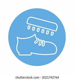 Vector Graphic of Shoe Polishing - Blue Monochrome Style - simple illustration. Editable stroke. Design template vector.outline style design.Vector graphic illustration