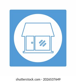 Gráfica vectorial de tienda - Estilo de la luna blanca - ilustración simple. Trazo editable. Diseño de plantilla vector.diseño de estilo de esquema.Ilustración gráfica vectorial