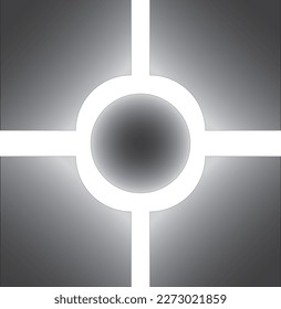 Vector graphic showing a composition of a sphere and squares with one corner cut out. Using a gradient in gray scales, a three-dimensional effect was obtained.