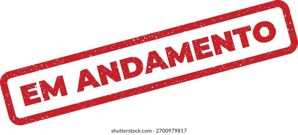 Gráfico vetorial com carimbo vermelho vivo com o texto em português Em Andamento, que significa Em Andamento, perfeito para indicar projetos, tarefas ou documentos em andamento.