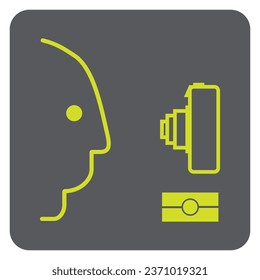 Vektorgrafik des Zeichens mit einem biometrischen Gesichtserkennungsgerät