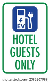 El gráfico vectorial de las señales que indican que los puntos de carga de vehículos eléctricos están reservados únicamente a los clientes del hotel