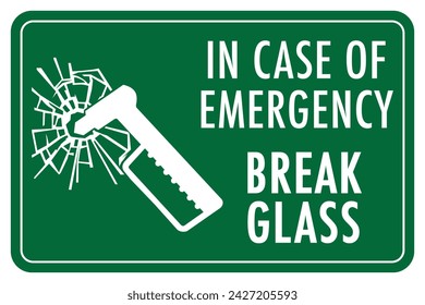 Vector graphic of sign indicating the location of emergency hammer to break glass