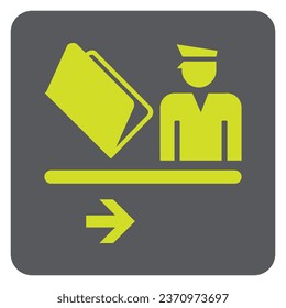 Vector graphic of sign indicating manual passport control