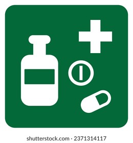 Gráfico vectorial del cartel que indica una farmacia o farmacia cercana
