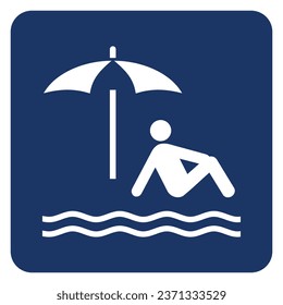 Vector graphic of sign indicating a public beach nearby