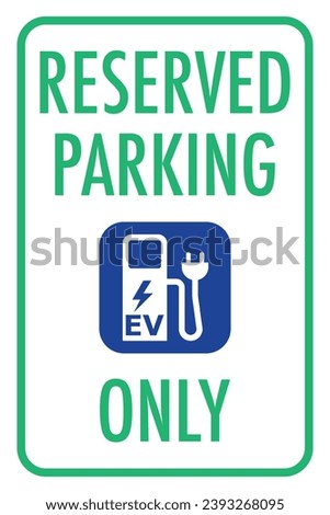 Vector graphic of sign indicating reserved parking spots for electric vehicles only