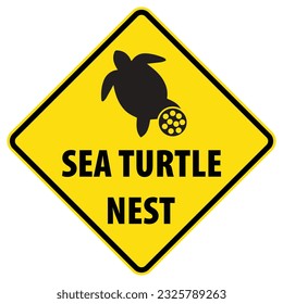 Vector graphic of sign noting a sea turtle nest area