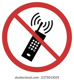 Vector graphic of sign prohibiting activated mobile phone