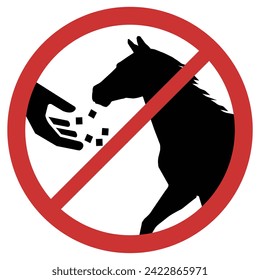 Vector graphic of sign prohibiting the feeding of the horses