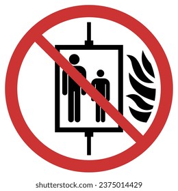 Vector graphic of sign prohibiting the use of elevator in the event of fire