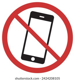 Vector graphic of sign prohibiting the use of mobile phones and smartphones