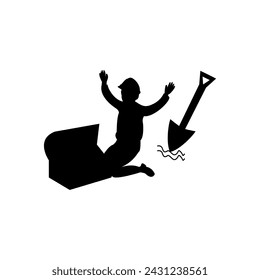 Vector graphic of silhouette icon illustration of person finding treasure. This vector is perfect for banners, backgrounds, templates, stickers, presentations, icons, and branding etc.
