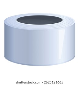 Gráfico vetorial de um rolo de fita de duto de prata com um fundo branco, ideal para temas diy