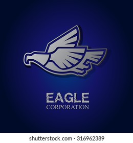 Vector graphic silver eagle symbol with sample text for your company