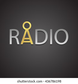 Vector Graphic Silver And Gold Symbol For Radio. Logo For Radio
