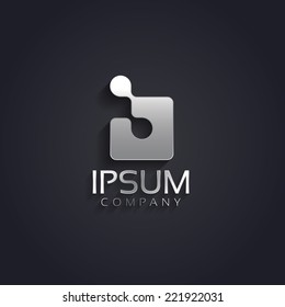Vector graphic silver symbol with negative space and sample text