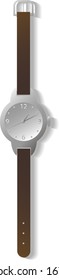 Die Vektorillustration-Grafik, die silberne Armbanduhr mit brauner Schrift, EPS10
