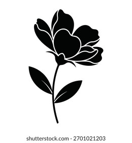 Gráfico vetorial de uma silhueta simples de flor preta Vetor, ilustração