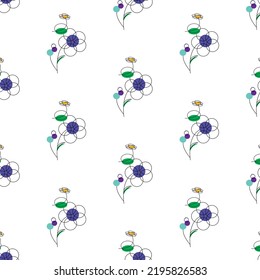 Vector graphic of simple flat doodle art  flower seamless repeat pattern. Fit for wrapping paper, wallpaper, textile, and other simple, cute, and childish background.