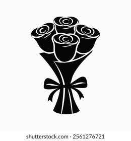 Vector graphic of a simple rose bouquet tied with ribbon